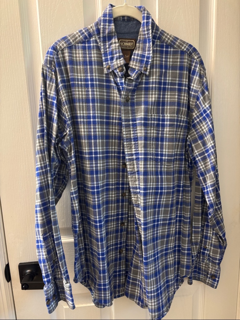 Schmidt Men's Blue Plaid Button-Down Shirt